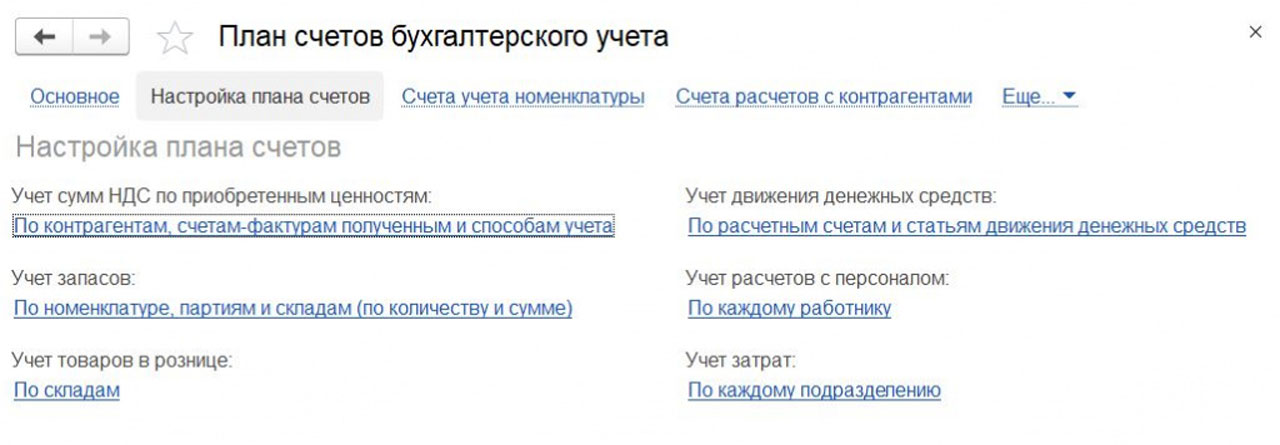 План счетов в 1С